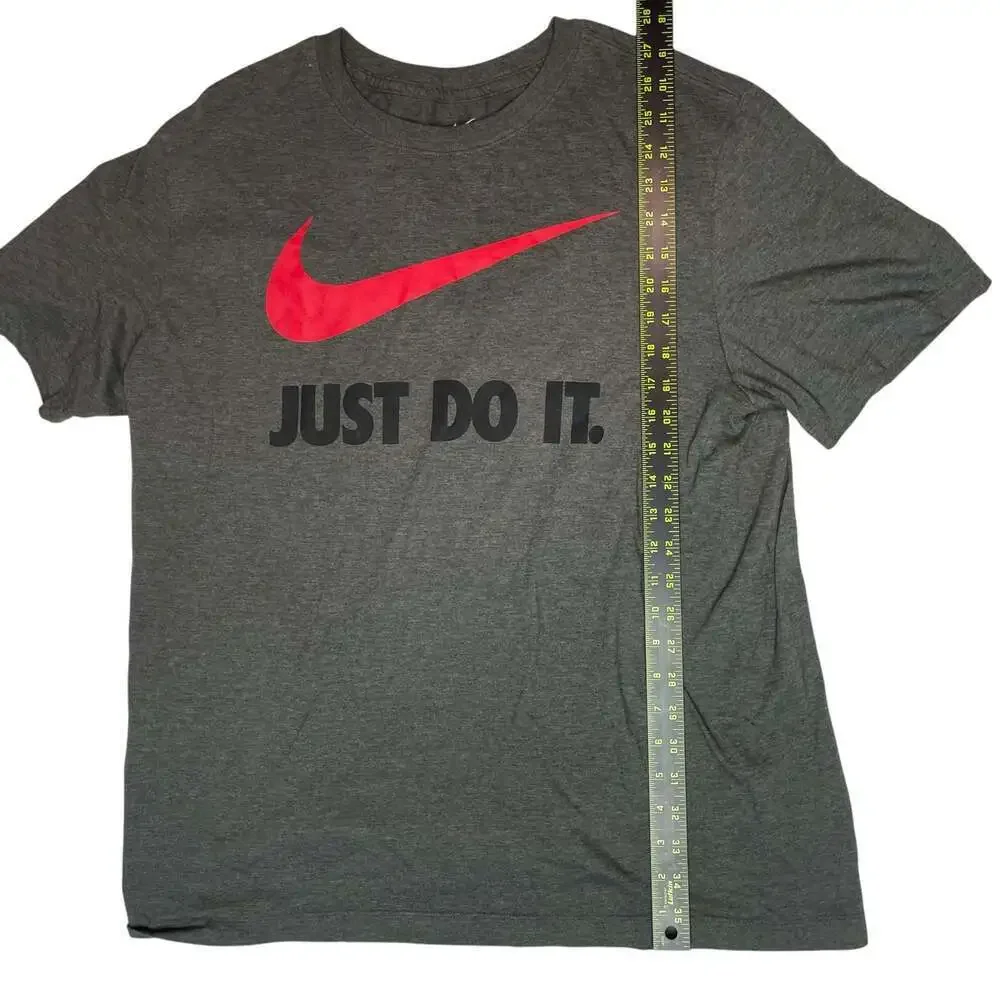 Nike Just Do It T-Shirt Mens Large Gray Red Swoosh Graphic Tee